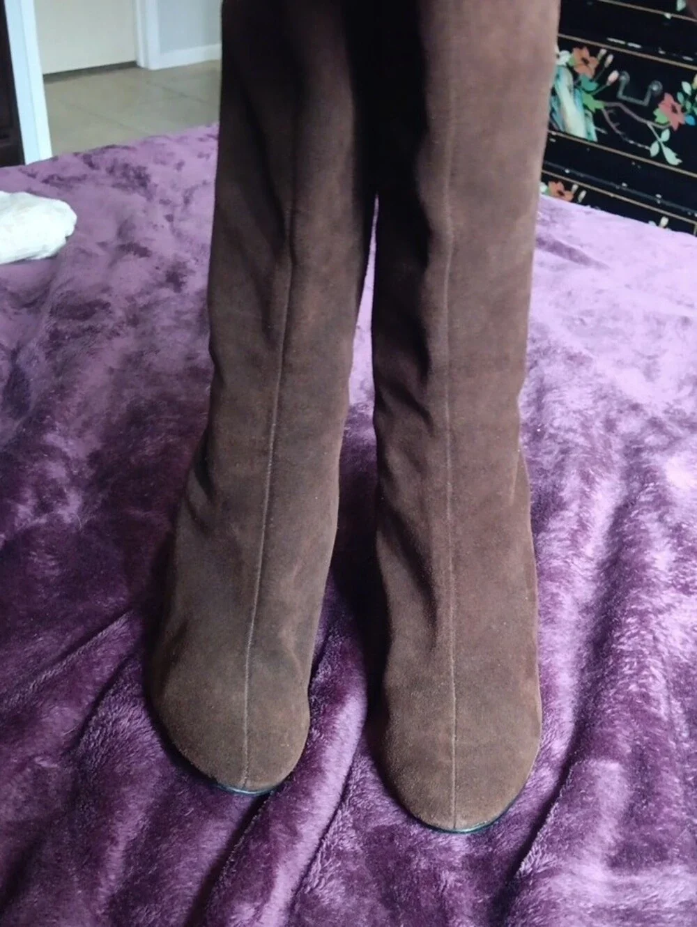 Cami NYC Chocolate Brown Suede Wedge Knee-High Boots